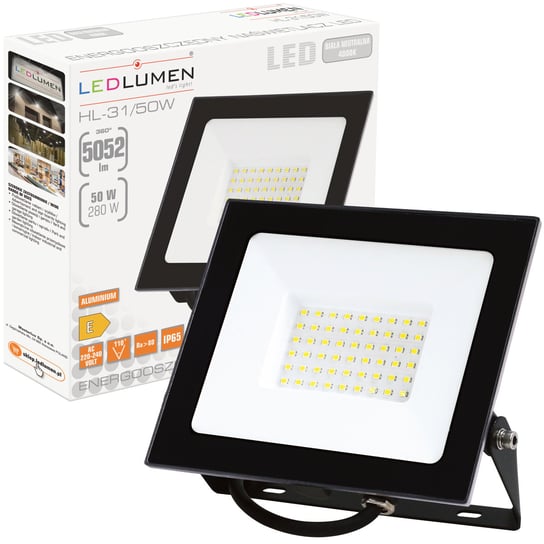 Naświetlacz LED 50W=280W 5052lm Halogen Reflektor Zewnętrzny Slim Lampa LEDLUMEN LEDLUMEN