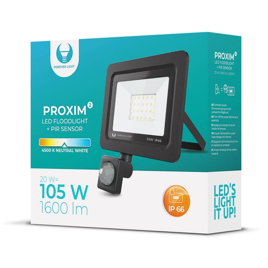 Naświetlacz LED PROXIM II 20W |4500K| PIR IP66 Forever Light Forever Light