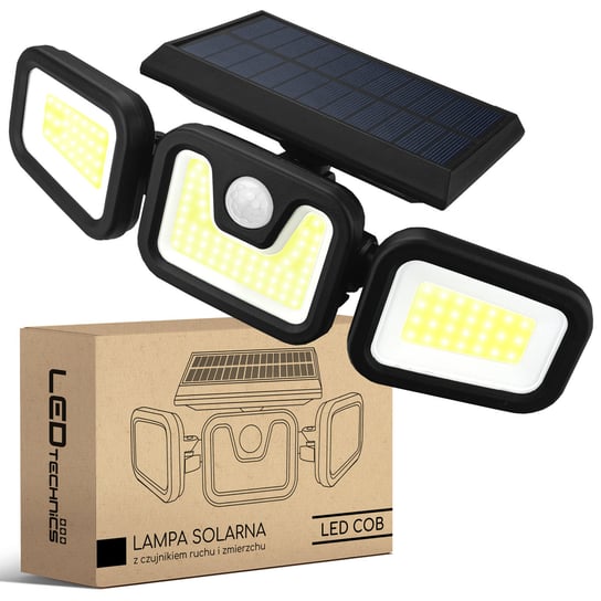 Naświetlacz solarny LED COB czujnik ruchu zmierzchu PIR Lampa zewnętrzna Ledtechnics