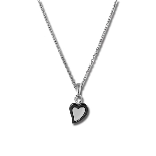 Naszyjnik Amello 50cm stal nierdzewna biżuteria ceramiczna serce srebrny czarny ESKX33S5 Amello