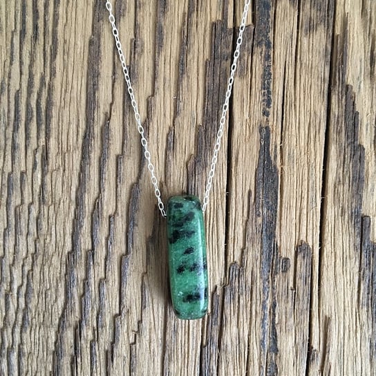 Naszyjnik, Kamień Zoisyt z turmalinem, zielony 