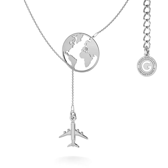 Naszyjnik kula ziemska samolot kryształ, srebro 925 : Srebro - kolor pokrycia - Pokrycie platyną GIORRE