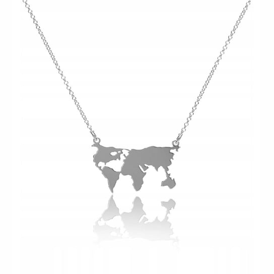 Naszyjnik mapa świata srebrny rodowany Astyle