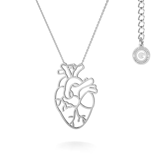 Naszyjnik serce anatomiczne, srebro 925 : Srebro - kolor pokrycia - Pokrycie platyną GIORRE