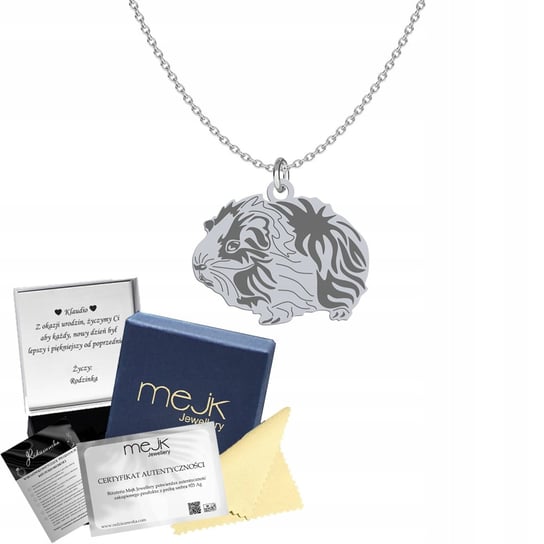 Naszyjnik Srebrny Świnka Morska 925 Łańcuszek Biżuteria GRAWER GRATIS Mejk Jewellery