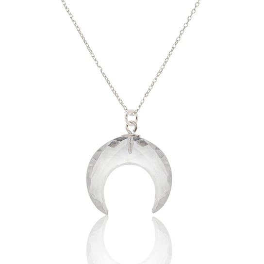 Naszyjnik srebrny z kryształem górskim w kształcie księżyca 45 CM LUO
