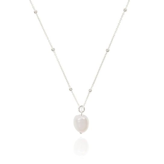 Naszyjnik srebrny z kuleczkami i naturalną perłą LUO