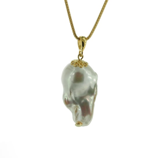Naszyjnik srebrny, złocony - barokowa Perła biała na łańcuszku 60 cm Skorulski Jewellery