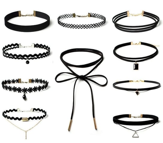 naszyjnik Steampunk CHOKER, zestaw  10 szt Inna marka