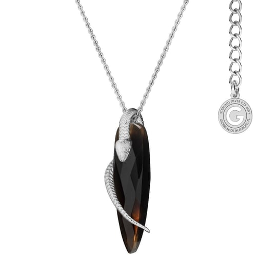 Naszyjnik wąż z naturalnym kamieniem czarny onyks sopel, srebro 925 : Srebro - kolor pokrycia - Pokrycie platyną GIORRE