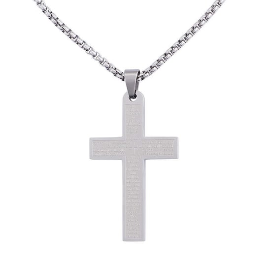 Naszyjnik Wisiorek męski damski Krzyż Jezus Stal Chirurgiczna Srebrny 60 cm Sfera Damska