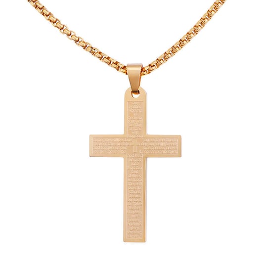 Naszyjnik Wisiorek męski damski Krzyż Jezus Stal Chirurgiczna Złoty 60 cm Sfera Damska
