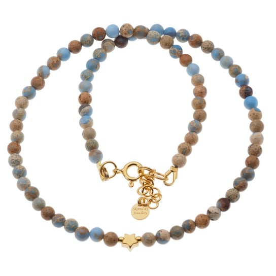 Naszyjnik z gwiazdką - Jaspis cesarski niebieski i srebro złocone-1 Skorulski Jewellery