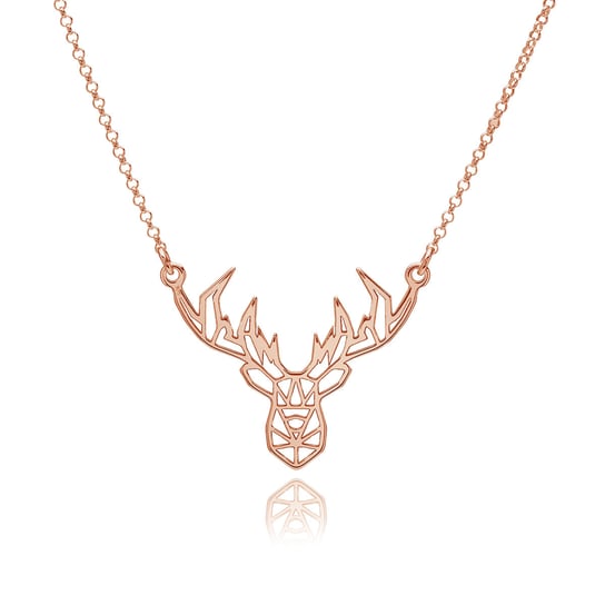 Naszyjnik z jeleniem srebrny złocenie różowe Astyle
