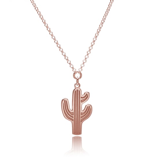 Naszyjnik z kaktusem złocenie różowe Astyle