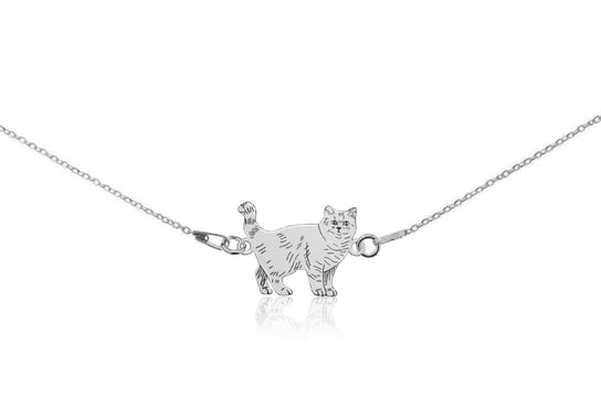 Naszyjnik z kotem brytyjskim stojącym srebrnym na łańcuszku 45 cm DeLaKinia