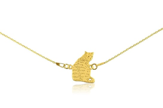Naszyjnik z kotem dachowcem złotym na łańcuszku 45 cm DeLaKinia