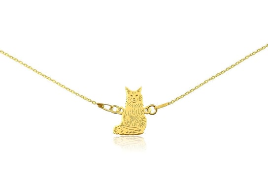 Naszyjnik z kotem maine coon złotym na łańcuszku 38 cm DeLaKinia