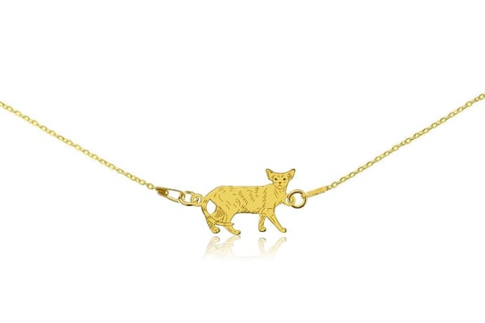 Naszyjnik z kotem orientalnym złotym na łańcuszku 38 cm DeLaKinia