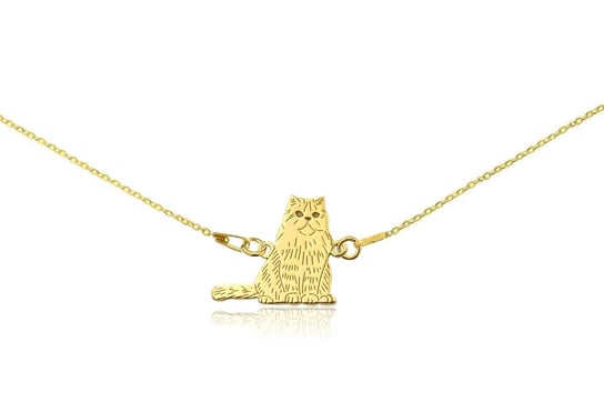 Naszyjnik z kotem perskim złotym na łańcuszku 38 cm DeLaKinia