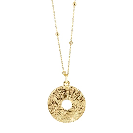 Naszyjnik z młotkowaną, okrągłą blaszką - srebro złocone Skorulski Jewellery