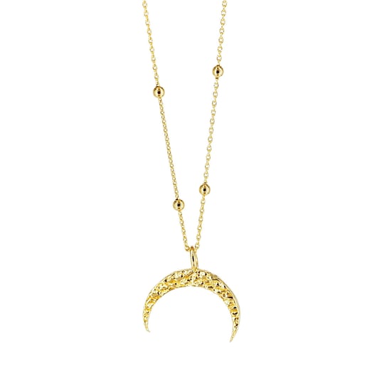 Naszyjnik z młotkowanym księżycem - srebro złocone-40 cm Skorulski Jewellery