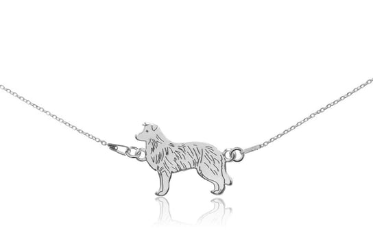 Naszyjnik z psem border collie srebrnym na łańcuszku 45 cm DeLaKinia