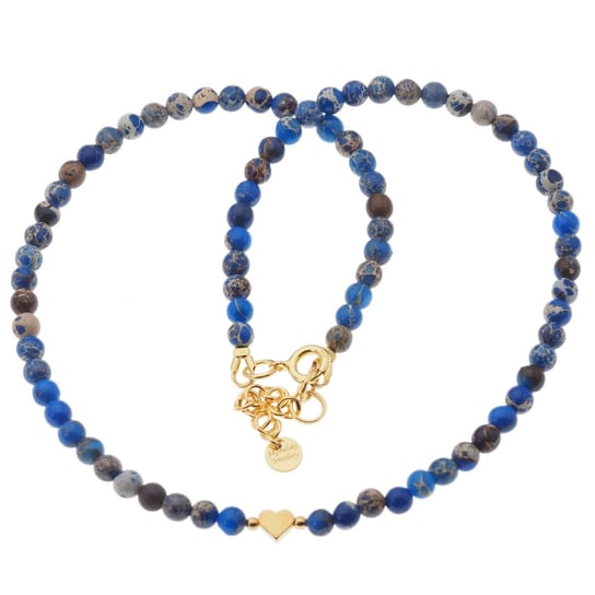 Naszyjnik z sercem - Jaspis cesarski niebieski i srebro złocone Skorulski Jewellery