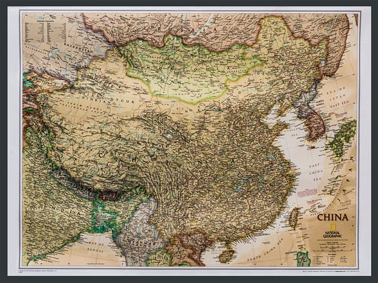 National Geographic, Chiny Executive mapa ścienna polityczna na podkładzie do wpinania 1:7 804 000 National geographic