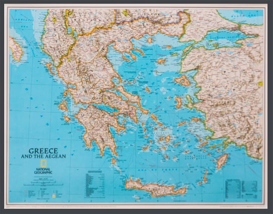 National Geographic, Grecja. Classic. Mapa ścienna polityczna na podkładzie do wpinania 1:1 494 000 Opracowanie zbiorowe