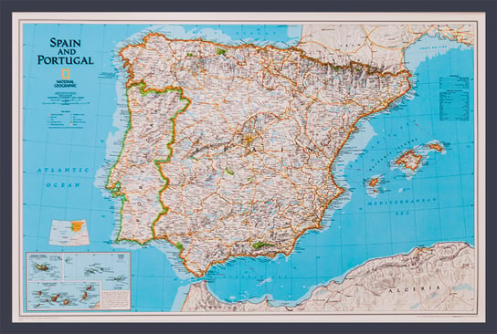 National Geographic, Hiszpania i Portugalia. Classic. Mapa ścienna polityczna na podkładzie do wpinania 1:2 074 000 Opracowanie zbiorowe