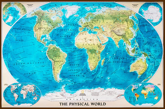 National Geographic, mapa ścienna fizyczna Świat, 1:45 500 000 National geographic