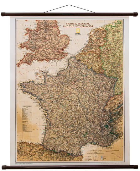 National Geographic, mapa ścienna polityczna Francja, Belgia, Holandia Executive , 1:1 953 000 National geographic