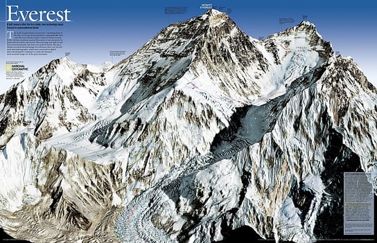 National Geographic, Mount Everest dwustronna mapa ścienna dwustronna Mount Everest, 1:90 000 National geographic