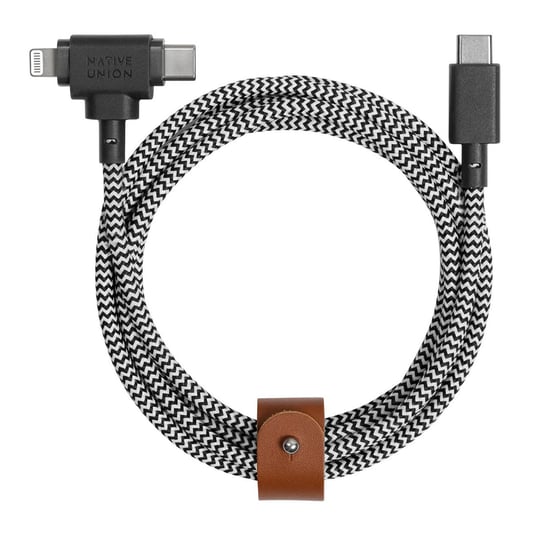 Native Union Belt Cable Duo - kabel USB-C - USB-C / lightning, 1,5 m do telefonów tabletów laptopów MacBook (zebra) Native Union
