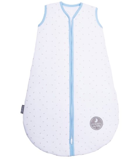 Natulino SuperLite, Śpiworek do spania dla niemowląt, 1-warstwowy, rozmiar M, Natural White Grey Little Leaves / Blue Natulino