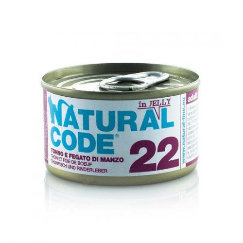 Natural Code 22 Tuńczyk I Wątróbka Wołowa W Galaretce - Mokra Karma Dla Kota - Puszka 85G Natural Code