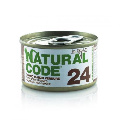 Natural Code 24 Tuńczyk Z Wołowiną I Warzywami W Galaretce - Mokra Karma Dla Kota - Puszka 85G Natural Code