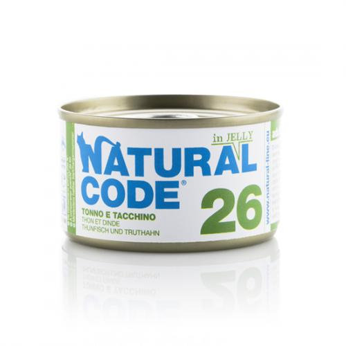 Natural Code 26 Tuńczyk I Indyk W galaretce - Mokra karma dla kota - Puszka 85g Natural Code