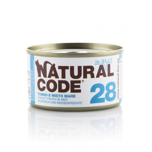 Natural Code 28 Tuńczyk I Mix Owoców Morza W Galaretce - Mokra Karma Dla Kota - Puszka 85G Natural Code