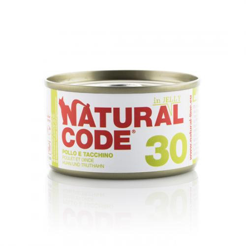 Natural Code 30 kurczak z indykiem W galarecie - Mokra karma dla kota - Puszka 85g Natural Code