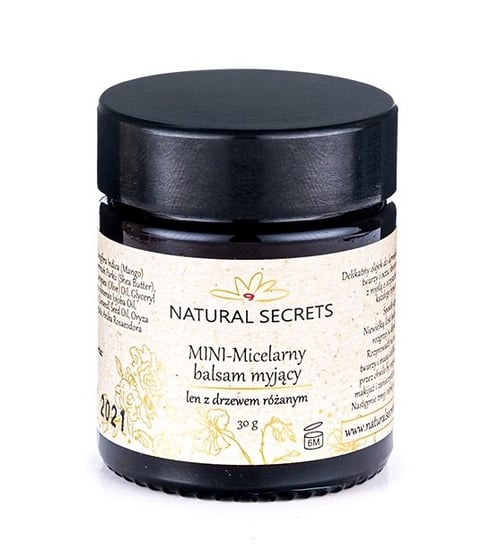 Natural Secrets, Micelarny balsam myjący len z drzewem różanym mini, 30 g Natural Secrets