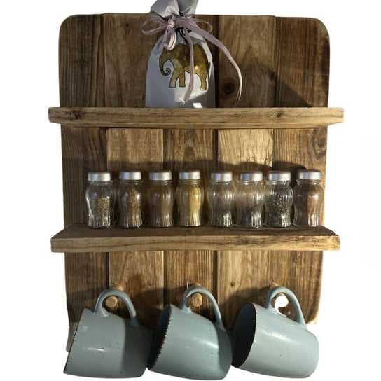 Naturalna półka na przyprawy kubki do kuchni salonu rustykalna SOSNA Home Toys