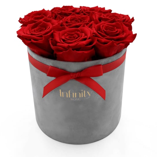 Naturalne Czerwone Wieczne Róże Szare Welurowe Pudełko Flower Box Infinity Rose Na Prezent Na Święta Infinity Rose