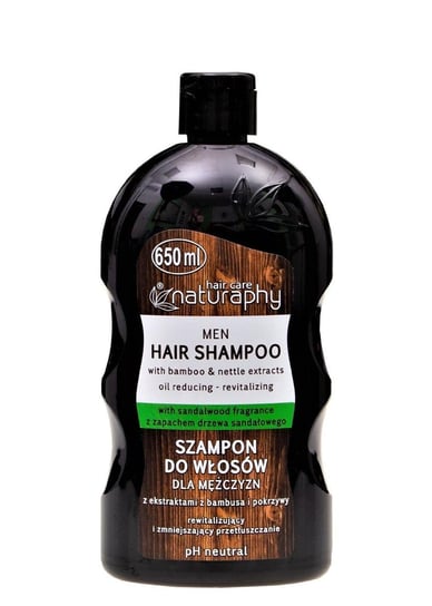 Naturaphy, szampon do włosów dla mężczyzn z ekstraktem z bambusa i pokrzywy, 650 ml Blux Cosmetics