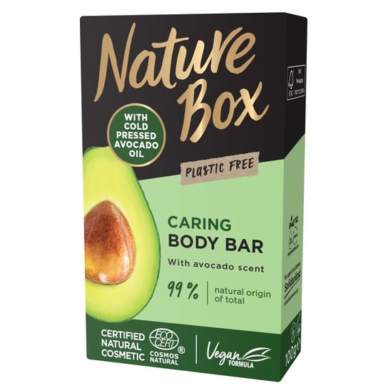 Nature Box, Avokado Oil, Pielęgnująca kostka myjąca do ciała z olejem z awokado, 100 g Nature Box