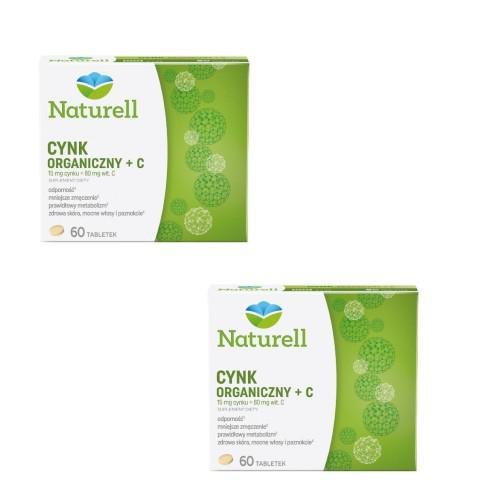 Naturell, Zestaw Cynk organiczny +C, 2x60 tabletek Naturell
