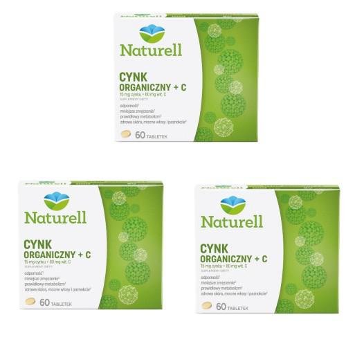 Naturell, Zestaw Cynk organiczny +C, 3x60 tabletek Naturell