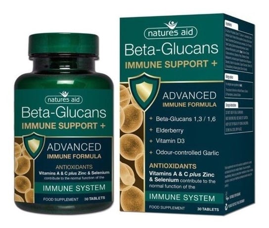 Natures Aid, suplement diety Beta Glukan Immune Support, 30 tabletek Natures Aid