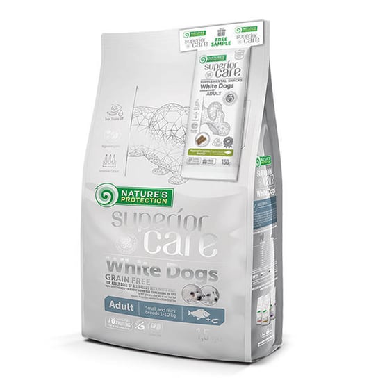 Natures Protection Superior Care Grain Free White Fish Adult Small Breeds 1,5Kg + Dental Snack White Dogs 50G Nature's Protection